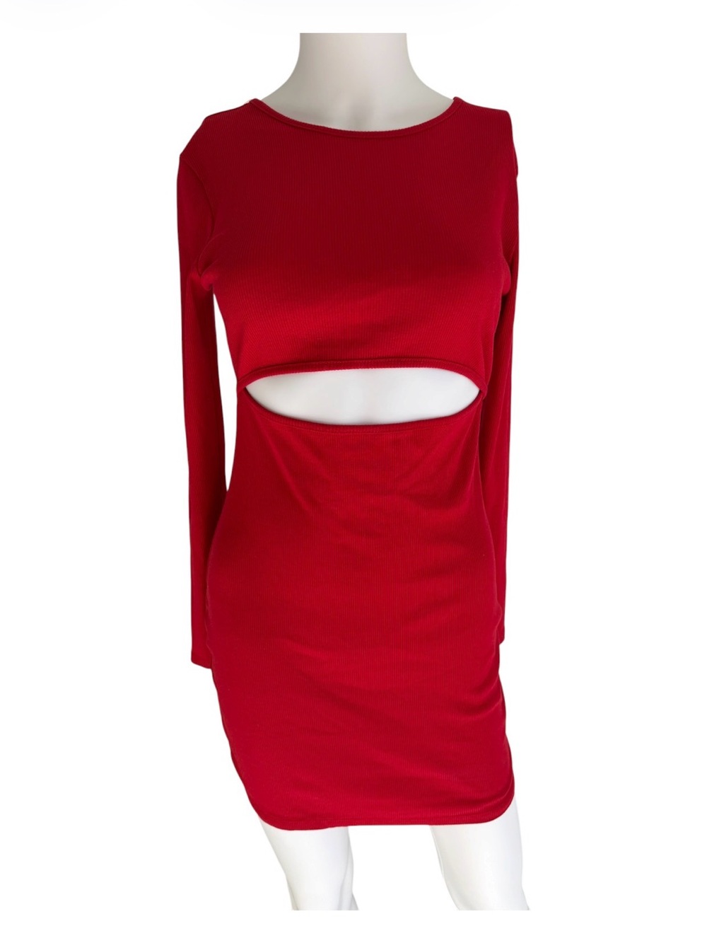 Hearts and hips Red Long-Sleeve Cutout Bodycon Dress